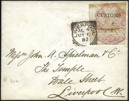 Stamp of Great Britain 1882 (May 6) Envelope with Customs 1d carmine-rose