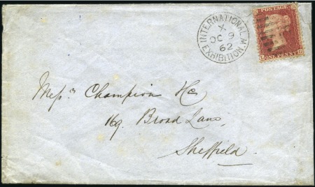 Stamp of Great Britain » 1854-70 Perforated Line Engraved 1862 (Oct 9) Envelope with 1854-57 1d red tied by