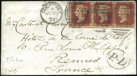 Stamp of Great Britain » Channel Islands » Guernsey 1873 (Jun 30) Envelope to France with 1858-79 1d r