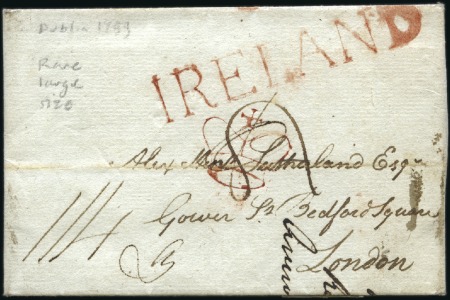 Stamp of Ireland 1799 Entire from Dublin to London with large red "