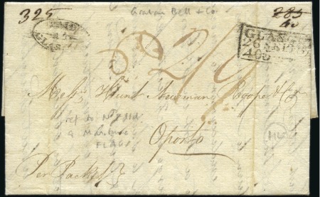 Stamp of Great Britain » Postal History » Pre-Adhesive & Stampless 1812 Entire from Glasgow to Portugal, containing t