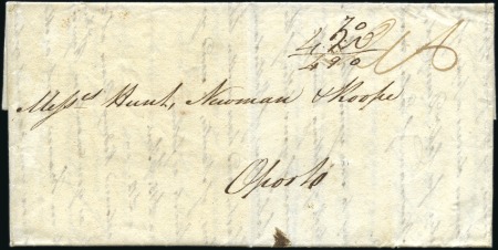 Stamp of Great Britain » Postal History » Pre-Adhesive & Stampless 1814 Entire from London to Portugal with contents