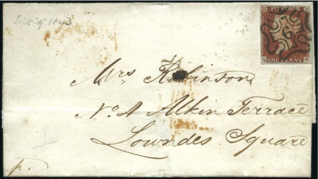 Stamp of Great Britain » 1841 1d Red 1843 (Sep 29) Cover sent within London with 1841 1