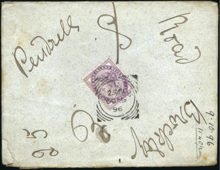 Stamp of Great Britain » 1855-1900 Surface Printed 1896 (Oct 9) Unusually addressed envelope sent fro