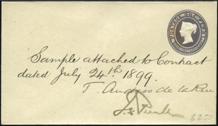 Stamp of Great Britain 1899 1d Pink sample envelope from the De La Rue ar