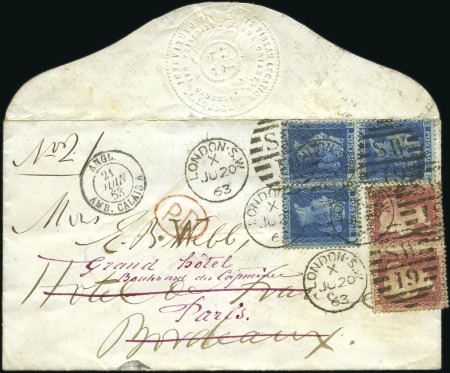 Stamp of Great Britain » 1854-70 Perforated Line Engraved 1863 (Jun 20) Envelope from the MONTE VIDEAN LEGAT