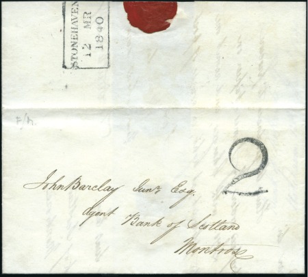 Stamp of Great Britain » Postal History » Pre-Adhesive & Stampless 1840 (Mar 12) Lettersheet from Stonehaven to Montr