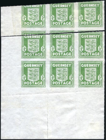 Stamp of Great Britain » Channel Islands » Guernsey 1941-44 1/2d Light-Green block of six and strip of
