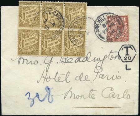 Stamp of Colonies françaises » Monaco 1928 Enveloppe de Grande-Bretagne avec 1 1/2d et c