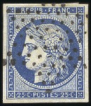 Stamp of France 1849 25c bleu: quatre exemplaires avec belles marg