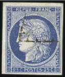 Stamp of France 1849 25c bleu: quatre exemplaires avec belles marg