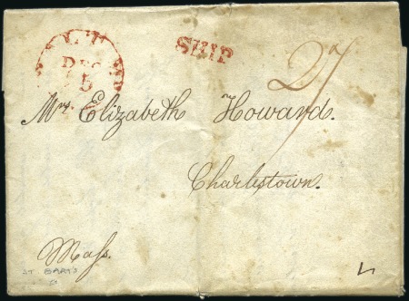Stamp of Sweden 1819 Folded entire from St Barthelemy to USA beari