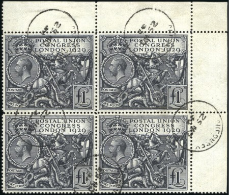 Stamp of Great Britain » King George V 1929 UPU Congress £1 black in top right corner mar