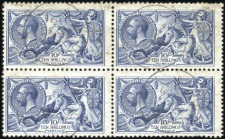Stamp of Great Britain » King George V 1918-19 Bradbury 10s dull grey-blue block of four