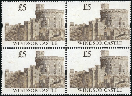 Stamp of Great Britain » Queen Elizabeth II 1992-95 £5 Castle with Queen's head (gold) missing