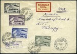 Stamp of Russia » Soviet Union 1931 Zeppelin Polar Flight set IMPERFORATE tied to