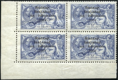 Stamp of Ireland 2s6d, 5s and 10s Seahorses in mint nh blocks of fo