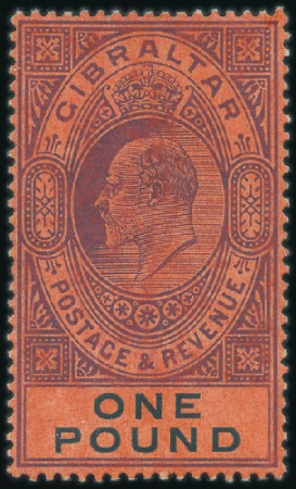 Stamp of Gibraltar 1904-1908 £1 MNH never hinged, slight fingerprint 