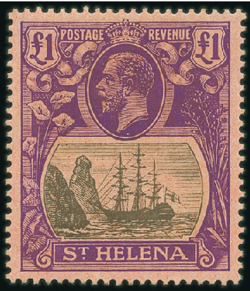 Stamp of St. Helena 1922 £1 mint, never hinged, (SG £450)