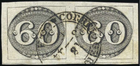 Stamp of Brazil 60r Intermediate impression, gorgeous pair with pa