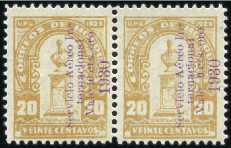 Stamp of Honduras 1930 Airmail 10c on 20c with violet ovpt, in mint 