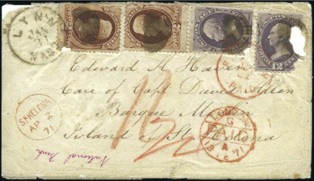 Stamp of United States » 1870-75 National Bank Note Co. and Continental Bank Note Co. Issues 1871 (Jan 31) Whaling correspondence from New Bedf
