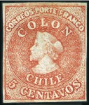 Stamp of Chile 1853-66 Selection of the classic Columbus Head iss