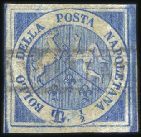 Stamp of Italian States » Naples 1860 Trinacria 1/2t blue, fine used, small repair