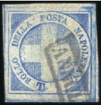 Stamp of Italian States » Naples 1860 Trinacria 1/2t blue, fine used, small repair 