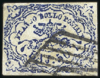 Stamp of Italian States » Papal States 1864 50baj Dark Ultramarine used with fine grid ca