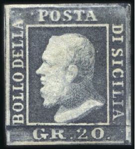 Stamp of Italian States » Sicily 1859 20gr Slate-Grey, mint original gum, superb, c