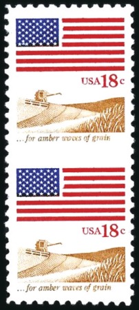 Stamp of United States 1981 18c Flag over Grain, Vertical Pair, Imperfora