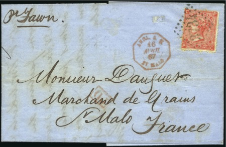 Stamp of Great Britain » Channel Islands » Guernsey 1867 Cover to France dated Guernsey, franked 4d or