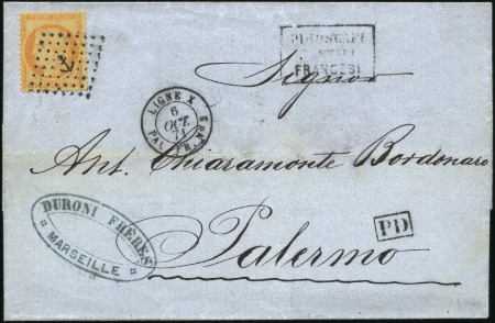 Stamp of France 1871 Pli de Marseille pour l'Italie avec 40c Siège