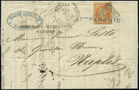 Stamp of France 1868 Lettre de Marseille pour Naples avec 40c Laur