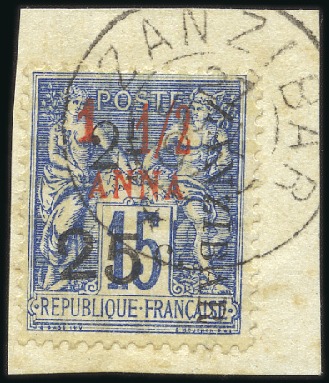 Stamp of Colonies françaises » Zanzibar (Poste française) 1897 2 1/2 et 25c sur 1 1/2a sur 15c obl. Zanzibar