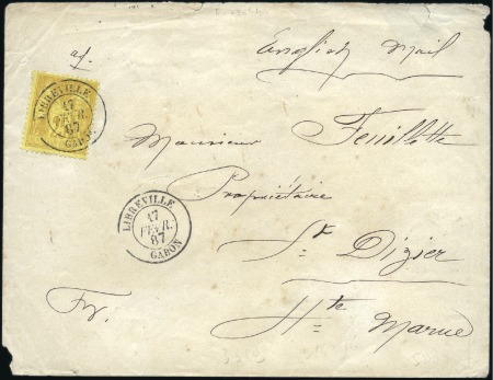 Stamp of Colonies françaises » Gabon 1887 Rarissime utilisation d'un type Sage alors qu
