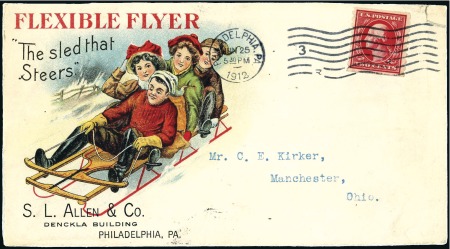 Stamp of United States 1912 Flexible Flyer Advertising Cover, gorgeous fr