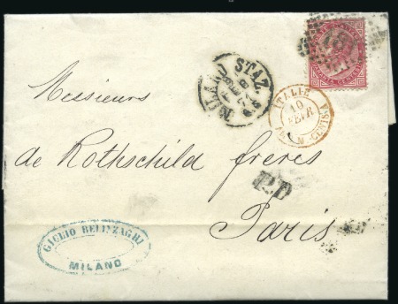 Stamp of France 1871 Lettre de Milan càd gare du 9 février pour le