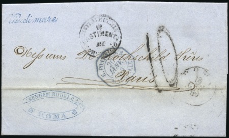 Stamp of France 1859 Lettre de Rome pour les Frères Rothschild à P