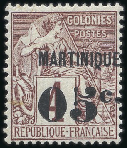 Stamp of Colonies françaises » Martinique 1888-91 05c sur 4c Alphée Dubois, neuf, TB, signé