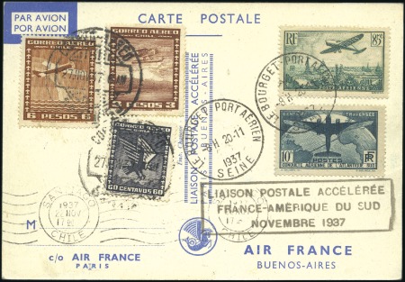 Stamp of France 1937 Carte postale spéciale Air France "LIAISON PO