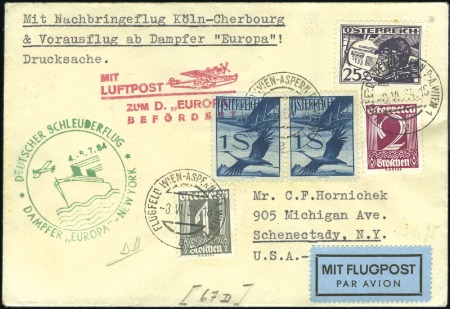 Stamp of Austria 1934 (Jun 3) Airmail cover with 2s28g franking se
