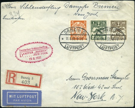 Stamp of Germany » Danzig 1931 (Aug 11) Airmail cover to the USA with 46pf f