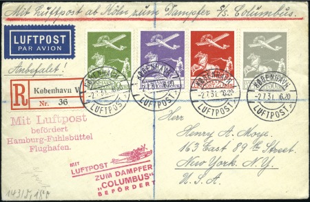 Stamp of Denmark 1931 (Jul 2) Airmail cover to the USA with 1925-29