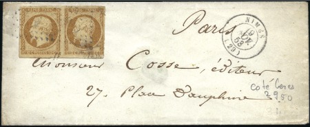 Stamp of France 1852-54, +20 lettres avec PRESIDENCE dont paire du
