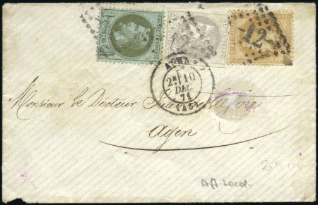 Stamp of France 1870-72, 19 lettres avec BORDEAUX dont 4c +1c +10c