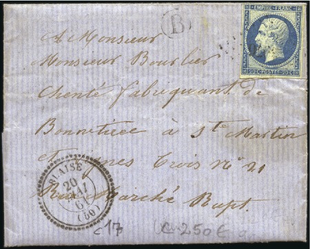 Stamp of France 1850-75, Env 200 lettres obl. PC, GC, OR, NIZZA Ma