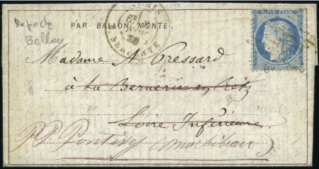 Stamp of France 1870 Dépêche-ballon transportée par le DAGUERRE av