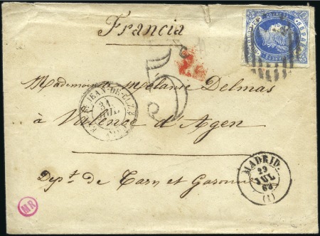 Stamp of Spain 1787-1900, 90+ covers to France with entry marking